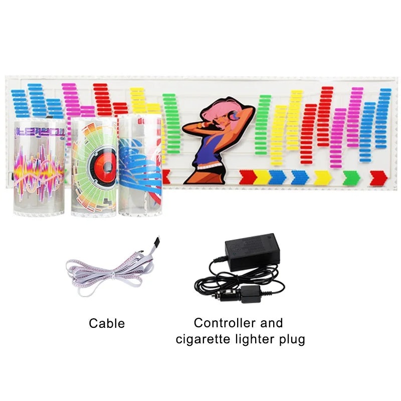 Car Sticker Music Rhythm LED Flash Light Lamp Car Rear Windshield Decorative Light Sound Activated Equalizer With Control Box