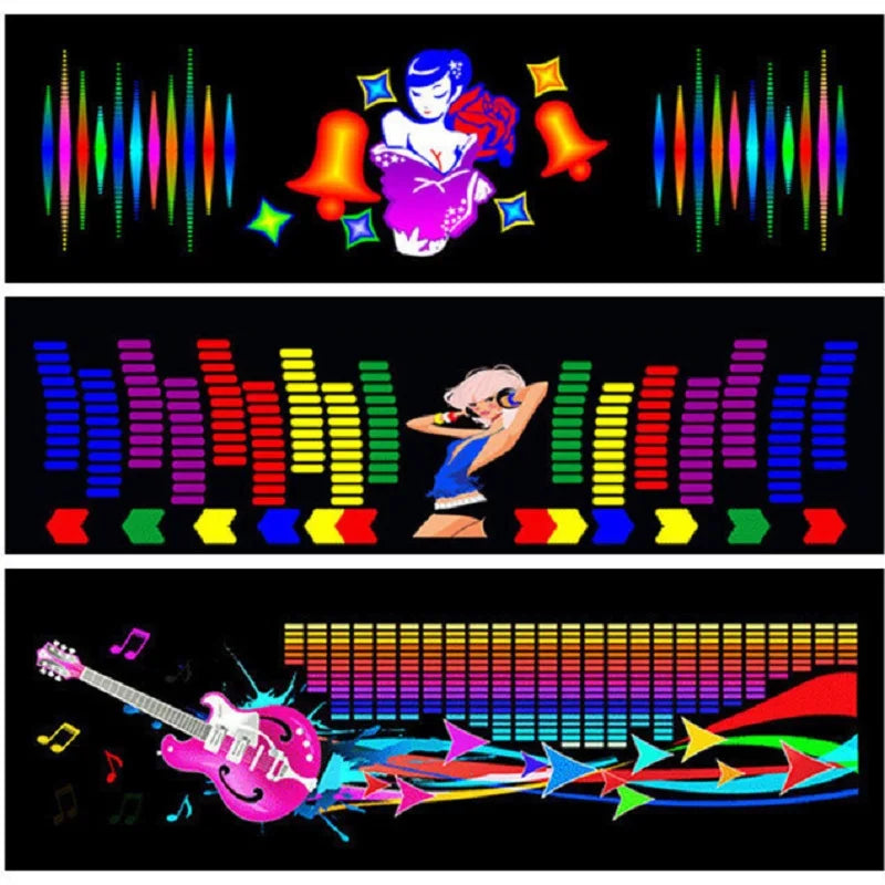 Car Sticker Music Rhythm LED Flash Light Lamp Car Rear Windshield Decorative Light Sound Activated Equalizer With Control Box