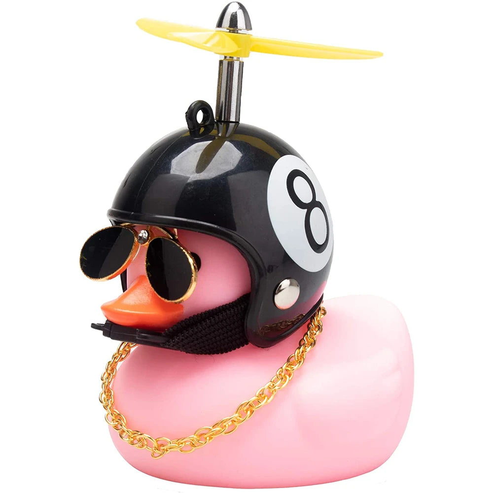 Cute Rubber Duck Toys Kids Toys Helmet Yellow Duck with Glue Propeller Baby Shark Toy Bath Toys Car Ornaments Car Decoration