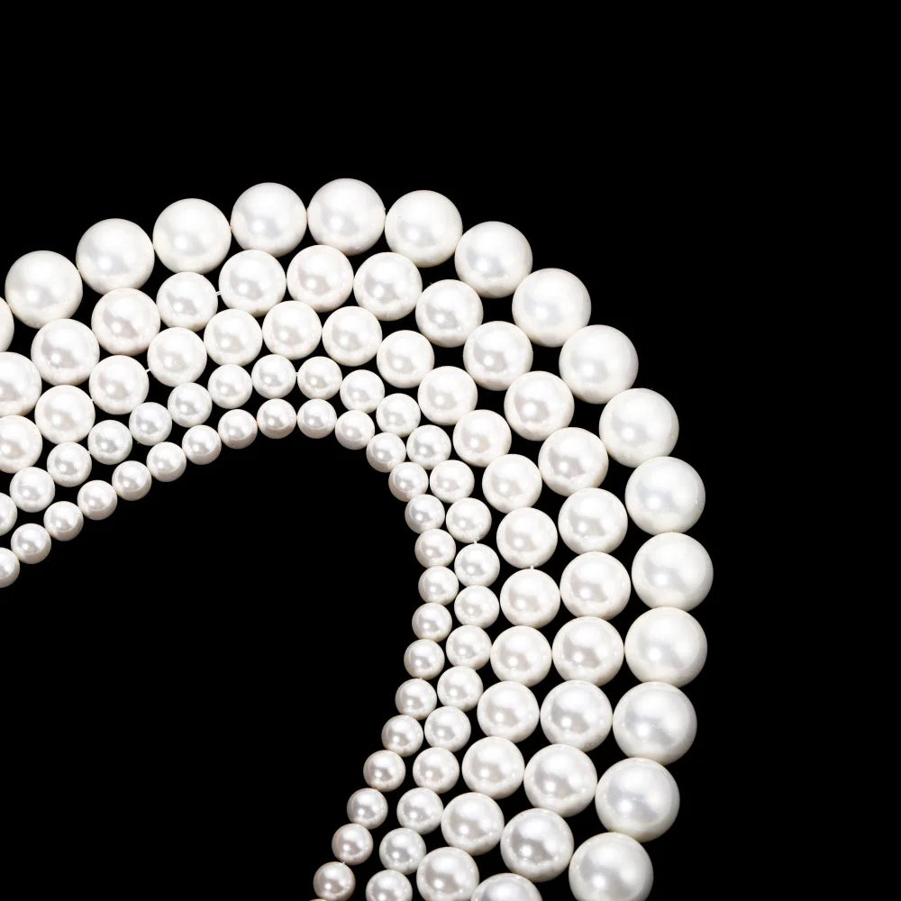 1strip 2-20mm Natural White Shell Pearl Beads Round Loose Spacer Opal Moon Stone Beads For Jewelry Making DIY Necklace Bracelets