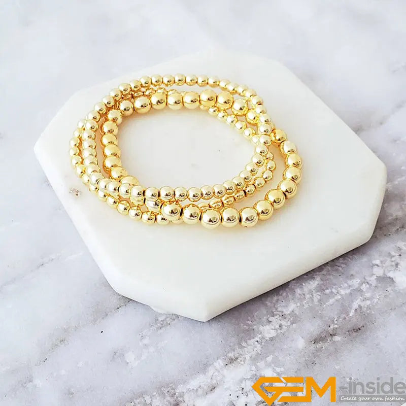 100Pcs Hypoallergenic Polished Smooth 14 Yellow Rose Gold Filled Spacer Beads for Jewelry Making 2.5 4 5 6 8mm