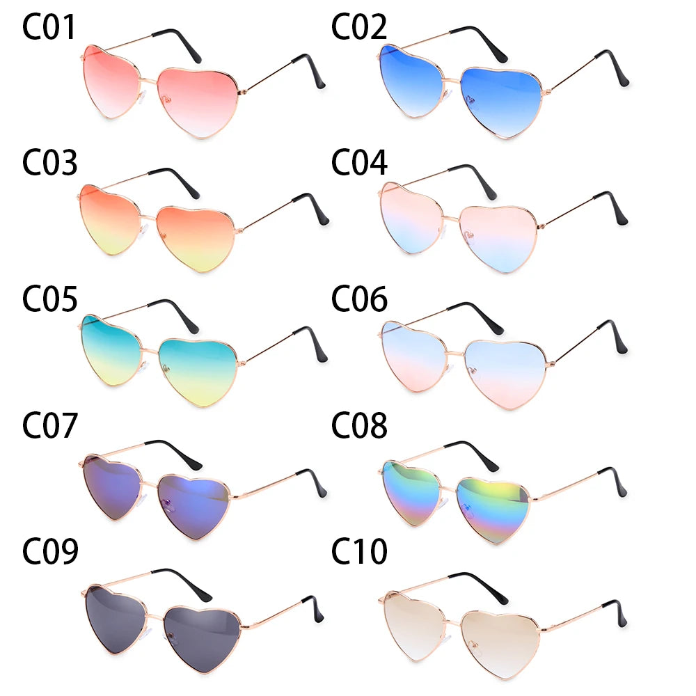 1PC Women Heart Shape Sunglasses luxury Brand Designer Men Metal Frame Sun Glasses Vintage Gradient Ocean Lenses UV400 Shades