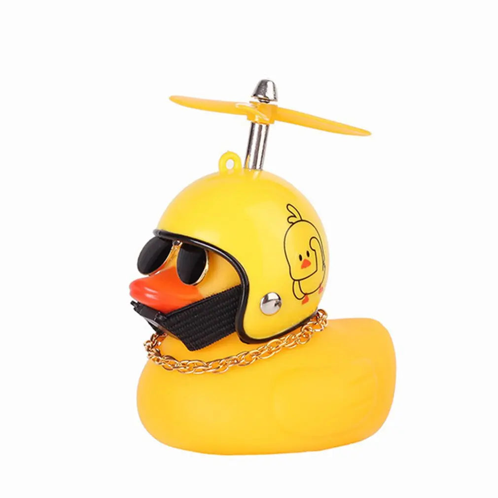 Car Gift Duck With Helmet Broken Wind Pendant Small Yellow Duck Road Bike Motor Helmet Riding Cycling Accessories Without Lights