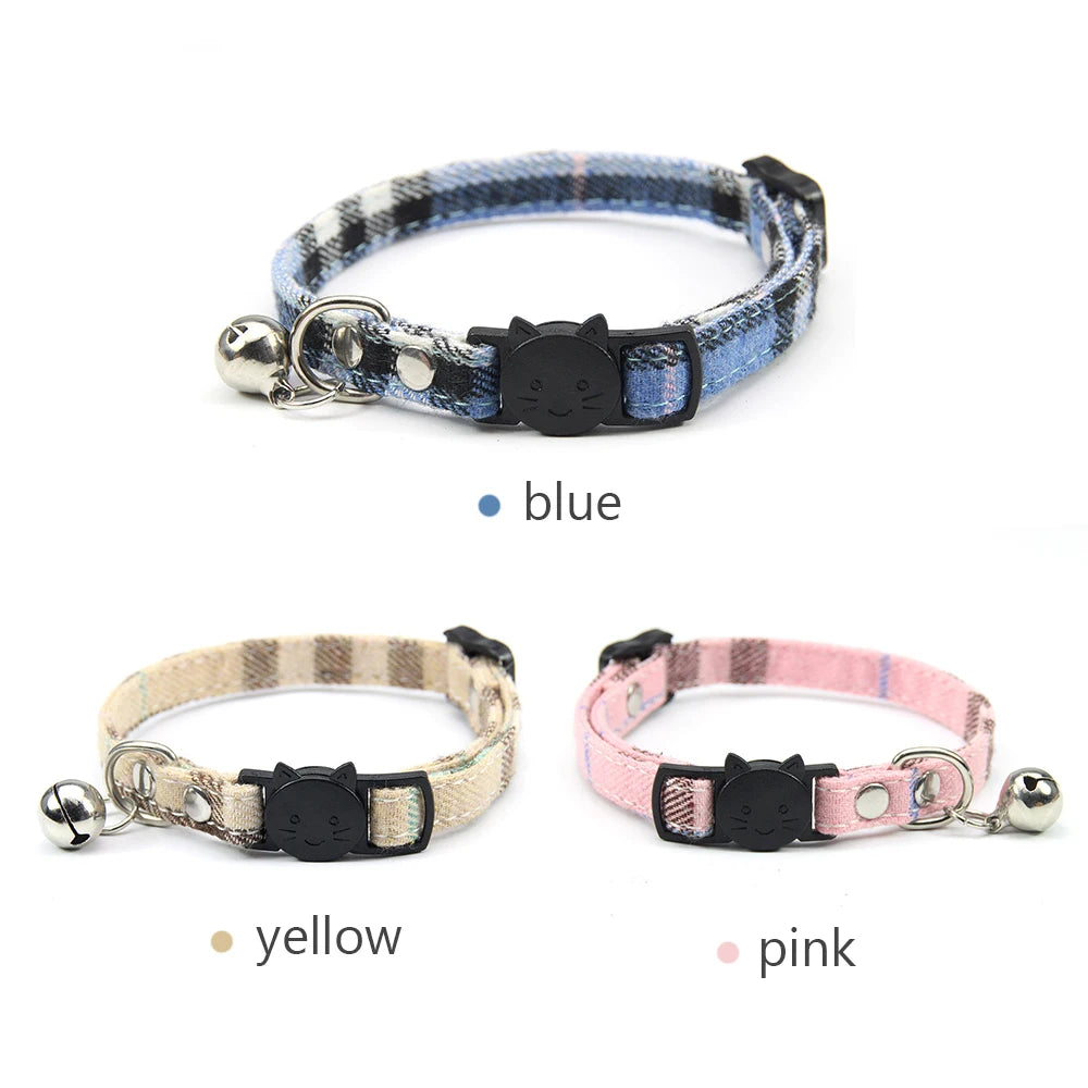Adjustable Collar for cats Security snap Cat Collar with bell Cotton Material Does Not Hold The Neck Pet Products Puppy Collar