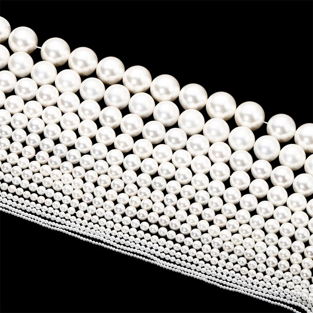 1strip 2-20mm Natural White Shell Pearl Beads Round Loose Spacer Opal Moon Stone Beads For Jewelry Making DIY Necklace Bracelets