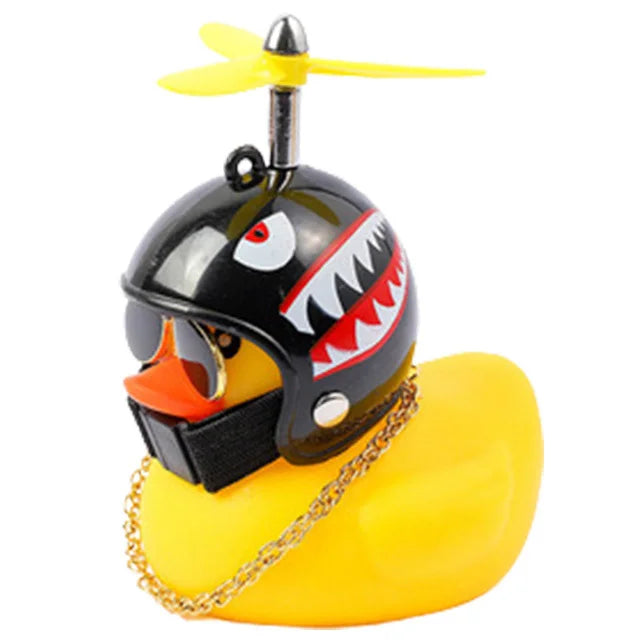 Cute Rubber Duck Toys Kids Toys Helmet Yellow Duck with Glue Propeller Baby Shark Toy Bath Toys Car Ornaments Car Decoration
