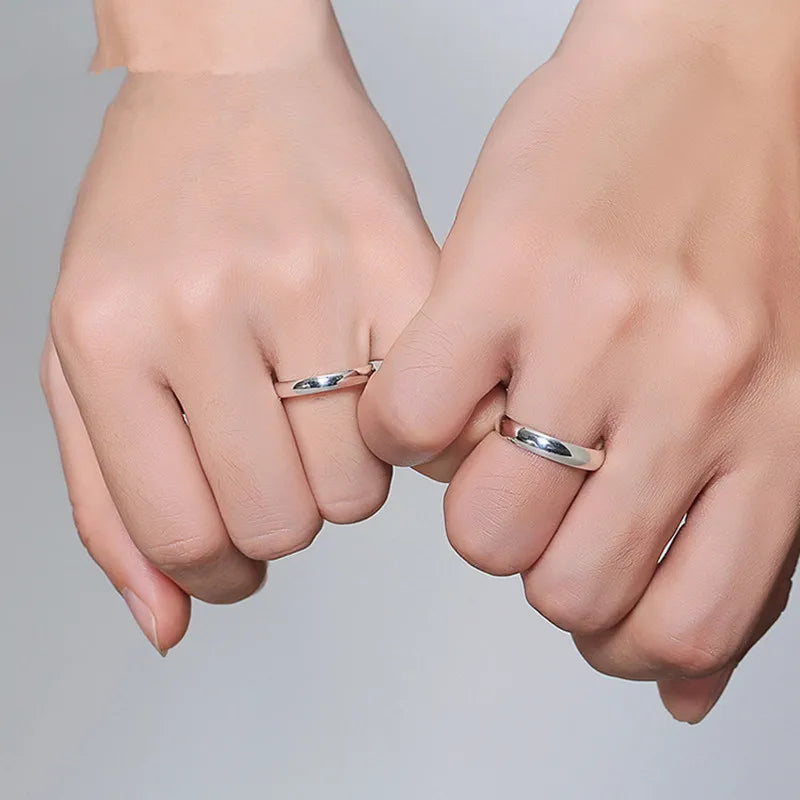 Buyee 925 Sterling Silver Classic Couples Ring Sets Light Polishing Elegant White Ring for Woman Man Wedding Jewelry Circle Sets