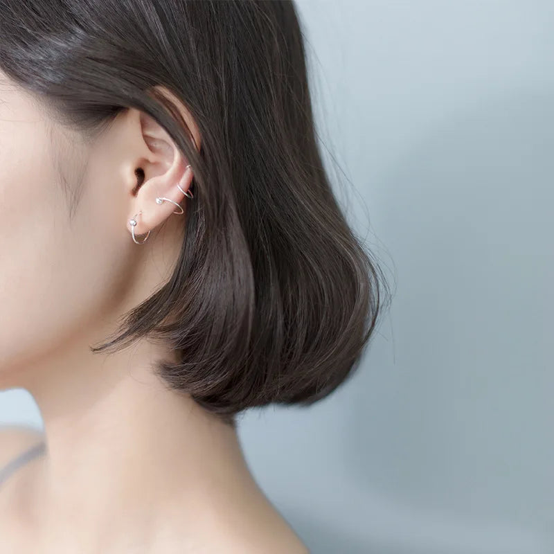 MloveAcc Pure 925 Sterling Silver Small Mini Plain Ball Round Hoop Huggie Earrings 6mm 8mm 10mm 12mm for Women Men Kids Girls