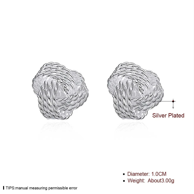 DOTEFFIL 100% Real 925 Sterling Silver Elegant Soft Winding Stud Earrings for Women Wedding Engagement Jewelry