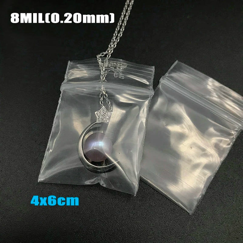 100pcs/lot Clear Heavy-Duty Thick Zip Lock jewelry Gift Package Storage Bag Ziplock Plastic Reclosable Poly Bag Thickness 0.12mm