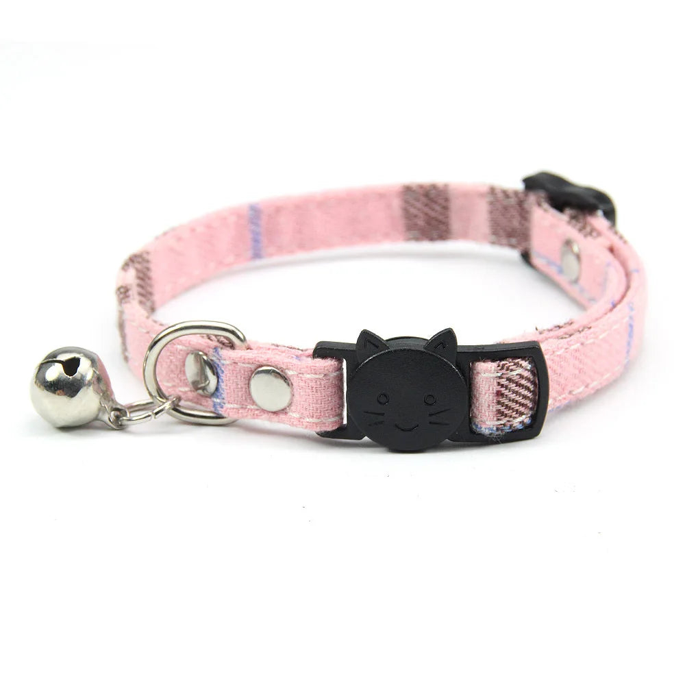 Adjustable Collar for cats Security snap Cat Collar with bell Cotton Material Does Not Hold The Neck Pet Products Puppy Collar