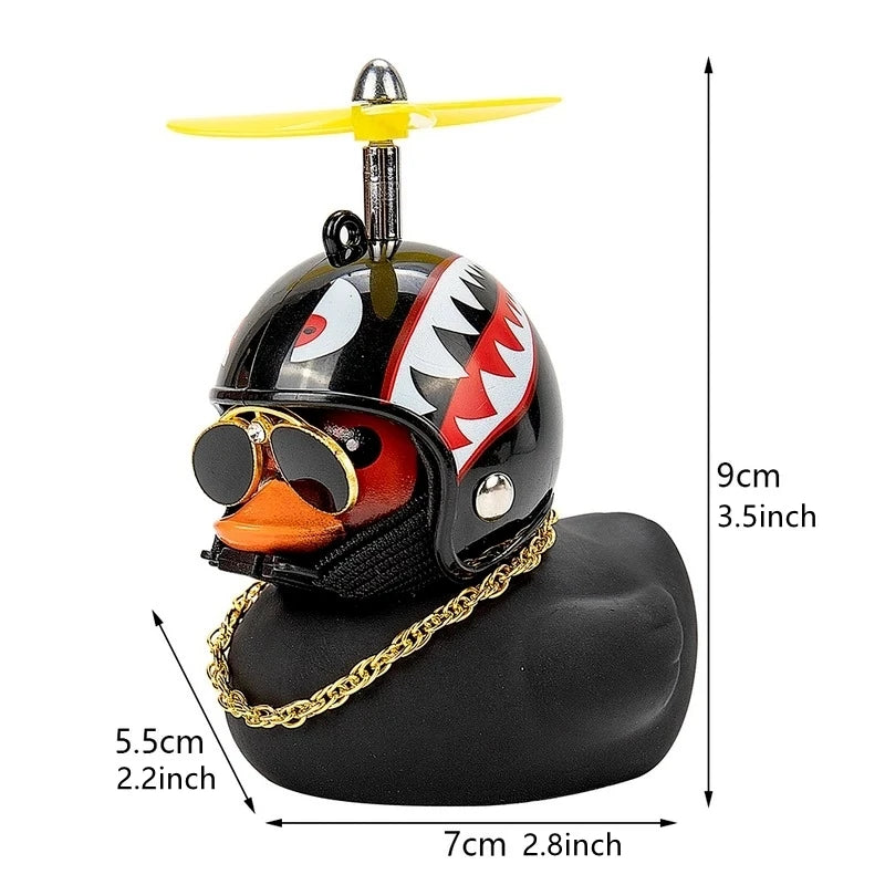 Cute Rubber Duck Toys Kids Toys Helmet Yellow Duck with Glue Propeller Baby Shark Toy Bath Toys Car Ornaments Car Decoration