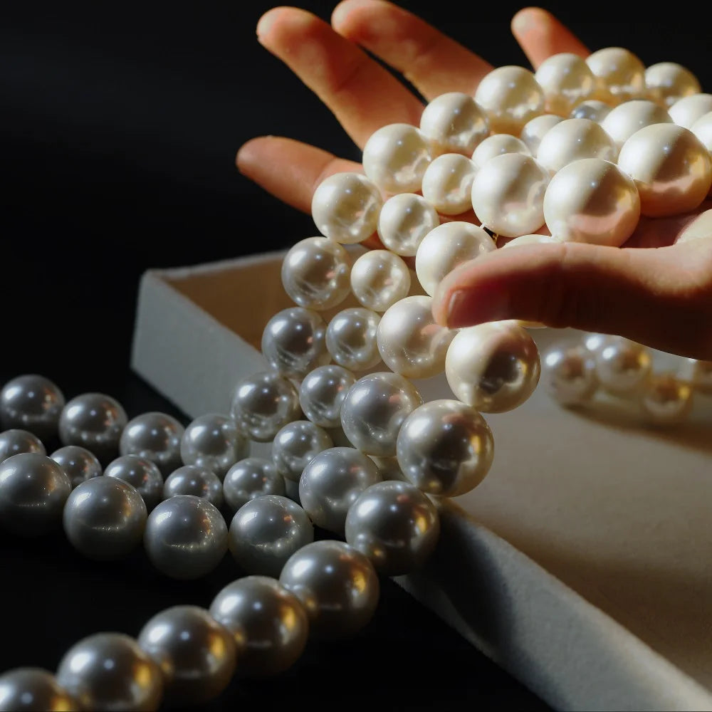 1strip 2-20mm Natural White Shell Pearl Beads Round Loose Spacer Opal Moon Stone Beads For Jewelry Making DIY Necklace Bracelets