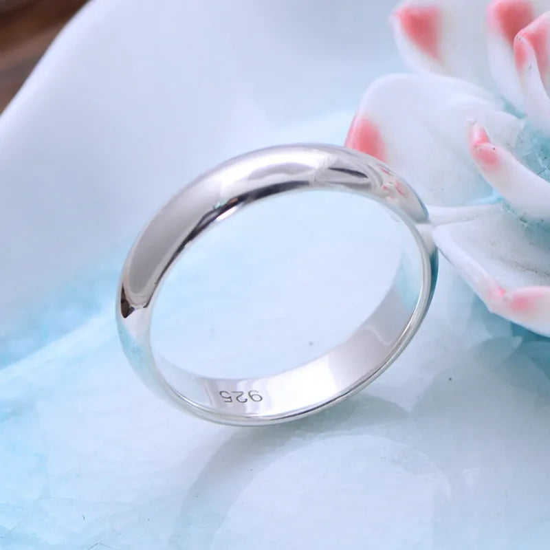 Buyee 925 Sterling Silver Classic Couples Ring Sets Light Polishing Elegant White Ring for Woman Man Wedding Jewelry Circle Sets