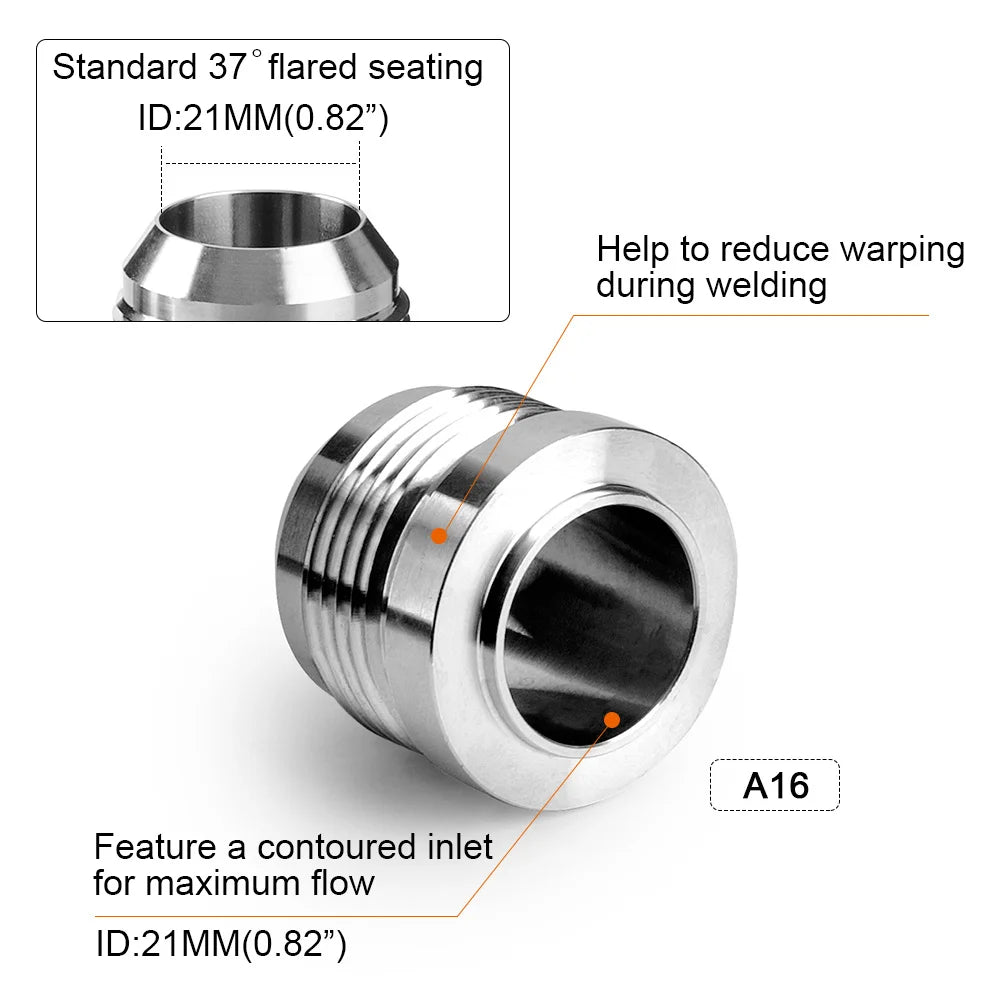 1PCS AN6 AN8 AN10 AN12 AN16 AN20 Male Billet Stainless Steel Straight Male Weld Fitting Adapter Weld Bung Nitrous Hose Fitting