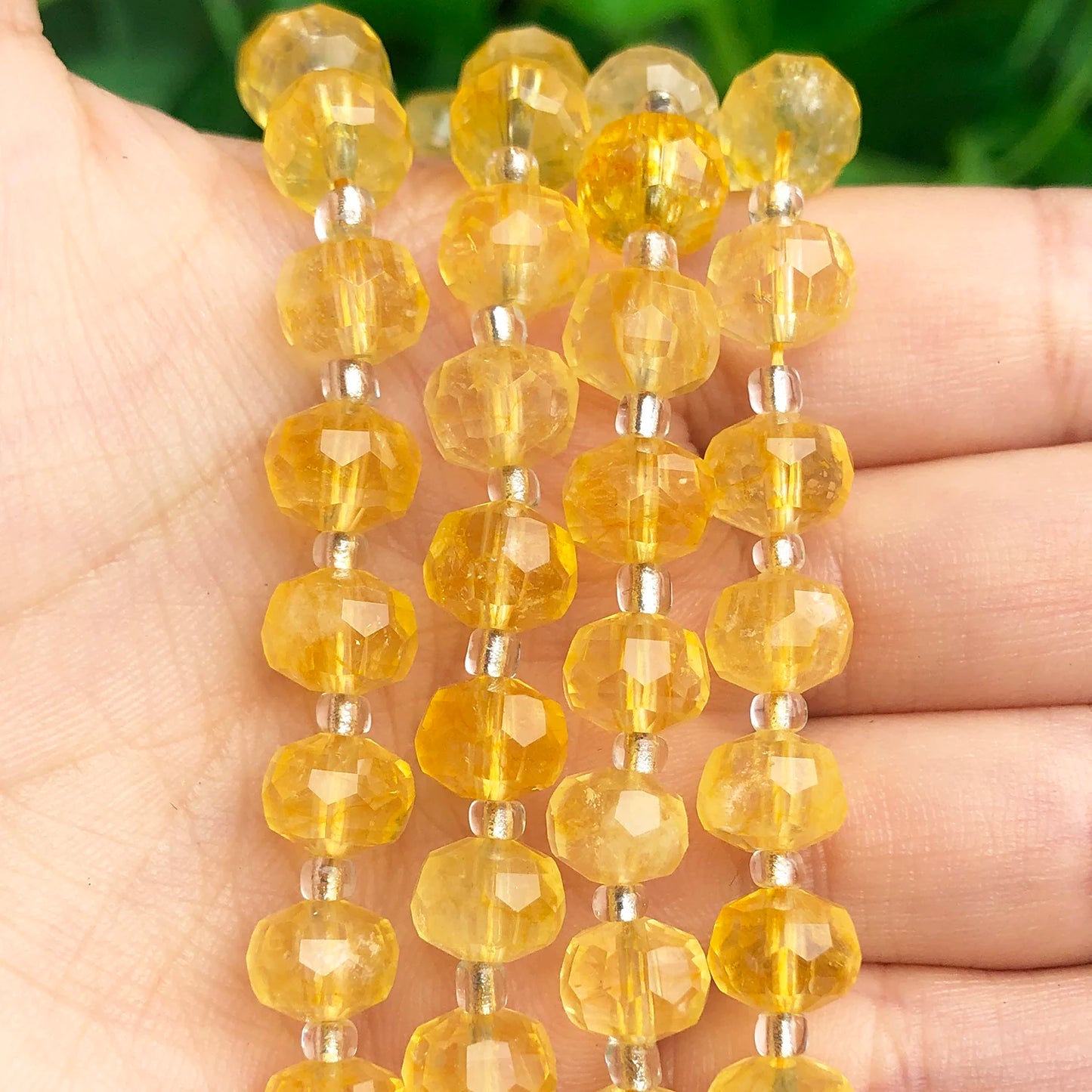8*6mm Faceted Yellow Citrines Gem Stone Beads Column Shape Natural Loose Beads for Jewelry Making DIY Bracelet Accessories 7.5''