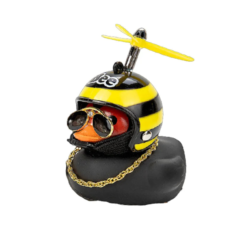 Cute Rubber Duck Toys Kids Toys Helmet Yellow Duck with Glue Propeller Baby Shark Toy Bath Toys Car Ornaments Car Decoration