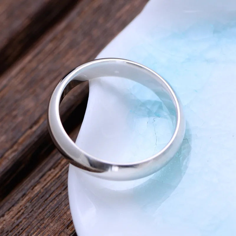 Buyee 925 Sterling Silver Classic Couples Ring Sets Light Polishing Elegant White Ring for Woman Man Wedding Jewelry Circle Sets