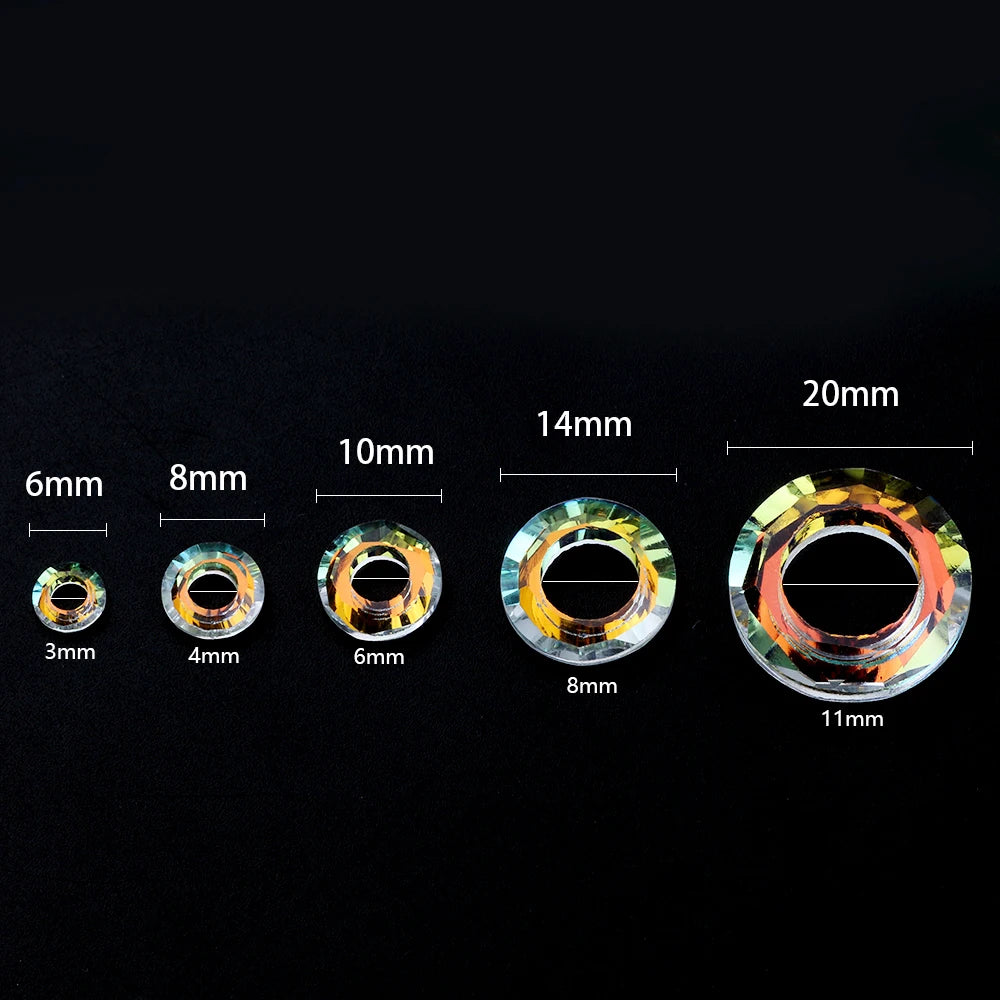 Crystal AB Glass Round Beads 6/8/10/14/20MM Big Hole Loose Beads Cosmic Ring for Jewelry Making Necklaces Earrings Accessories