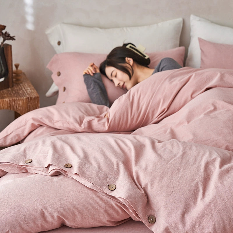 Minimalist Cotton Skin-Friendly Fresh High-End Bed Sheet Four-Piece Set