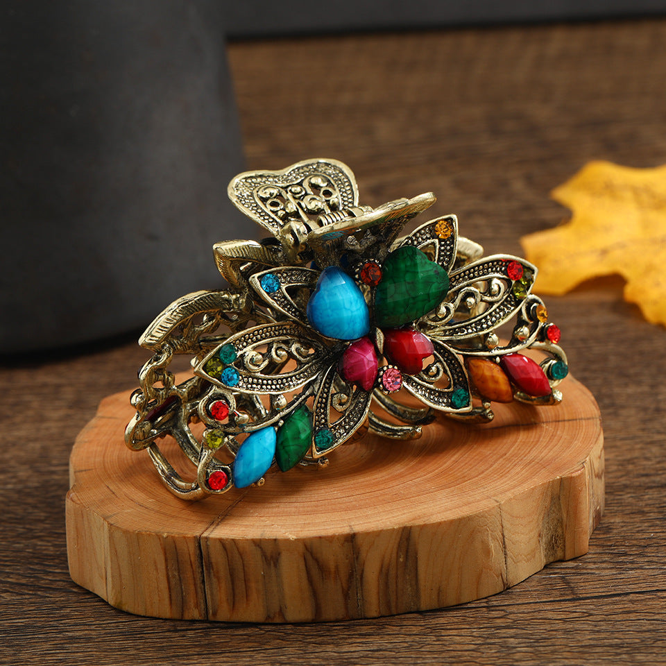 Retro Butterfly Medium Hair Grab Light Luxury Resin Grab Clip High-end High-face Value Big Grab Back Hair Accessories
