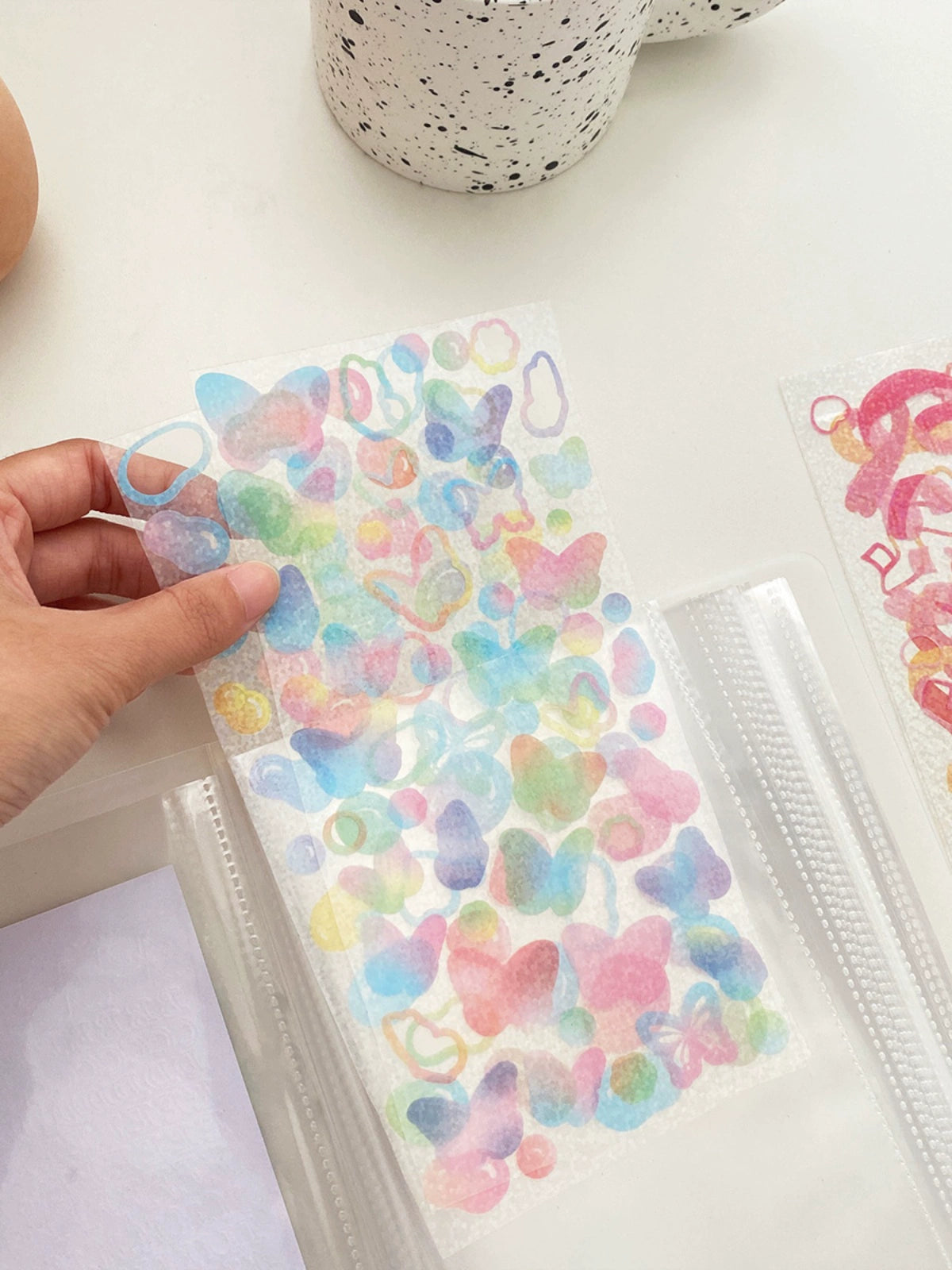Bench Sticker Pocket Large Capacity Storage Book Bill Note Transparent PVC Bandage Album Journal Material Collection