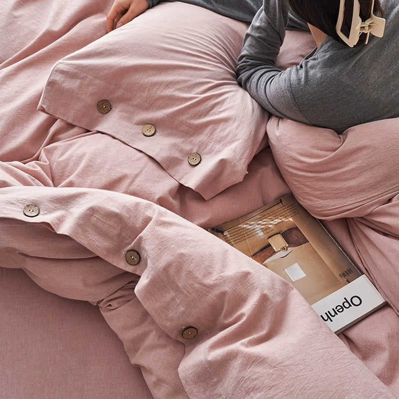 Minimalist Cotton Skin-Friendly Fresh High-End Bed Sheet Four-Piece Set