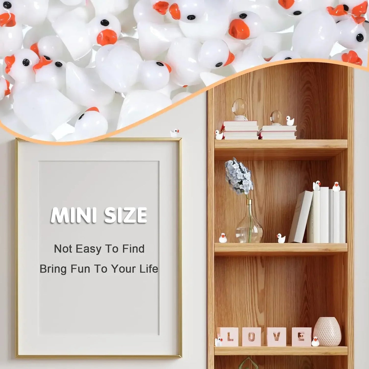 100Pcs Mini Cute Resin Ducks Tiny Duck Figures Ornament Lovely Black-eyed Small Resin Plastic Ducks Miniature Statues Decoration