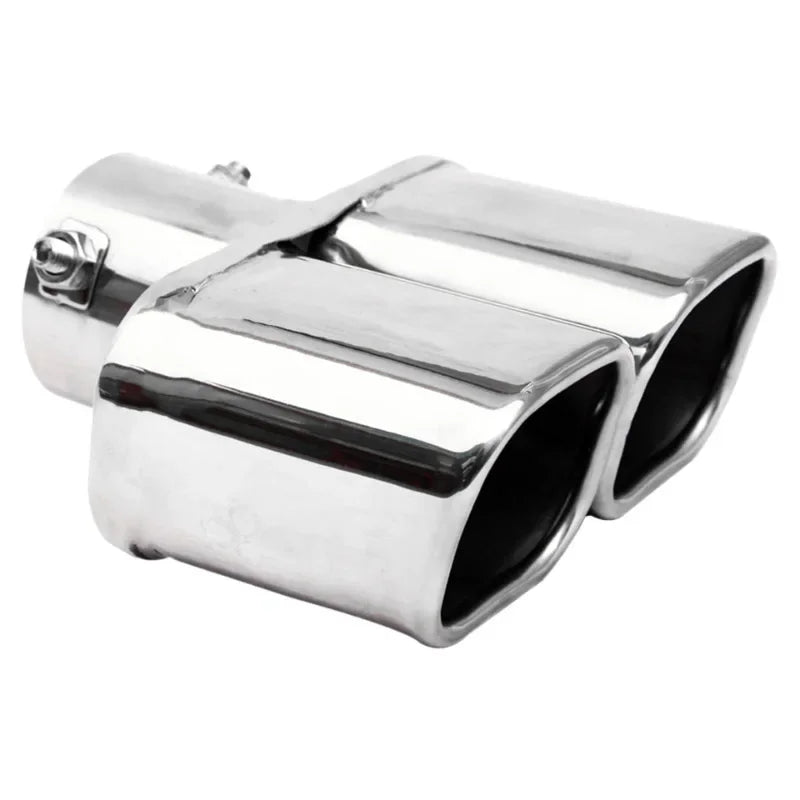 1 PCS Silver/Black Car Dual Exhaust Tip Square Outlet Exhaust Pipe Universal Stainless Steel Exhaust Muffler Inlet 2.5" 3"