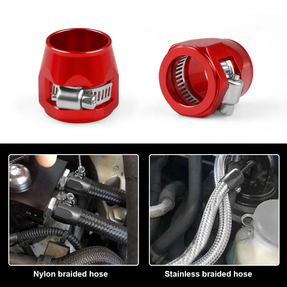 2PCS/LOT Hose Clamp AN4 AN6 AN8 AN10 AN12 Fuel Pipe Clip Oil Water Tube Hose Fittings Finisher Clamps Hex Finishers