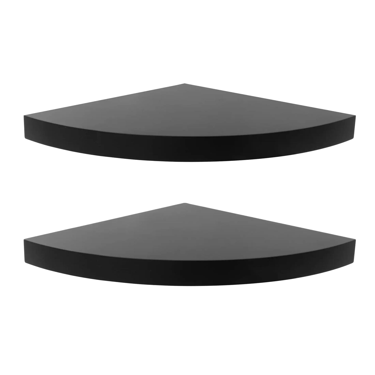 9.45" Round Corner Decorative Floating Shelf, Set of 2, Black