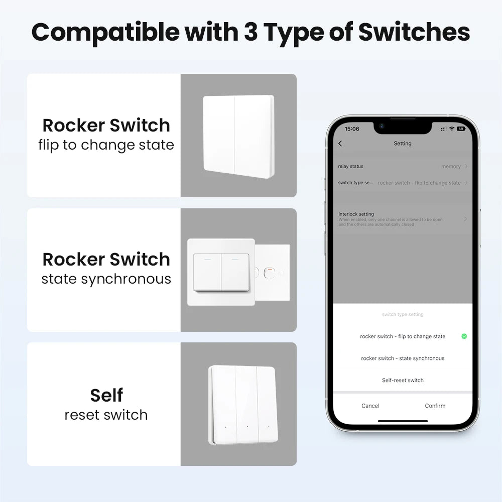 AVATTO Tuya WiFi Smart DIY Light Switch Module 1 2 Gang No Neutral Smart Life APP Remote Control Work With Alexa Google Home