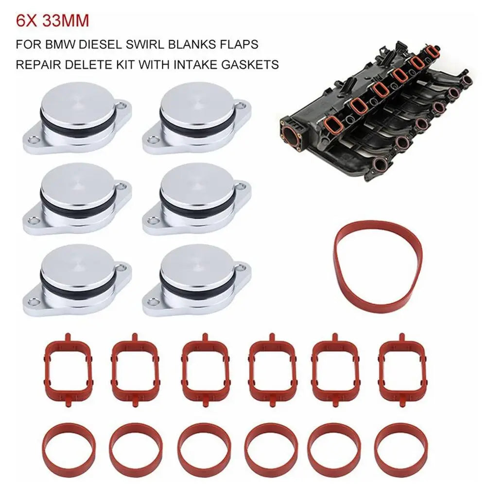 6X33mm 6X22mm Auto Replacement Parts for BMW 05+ Swirl Blanks Flaps Repair Delete Kit with Intake Gaskets Key Blanks