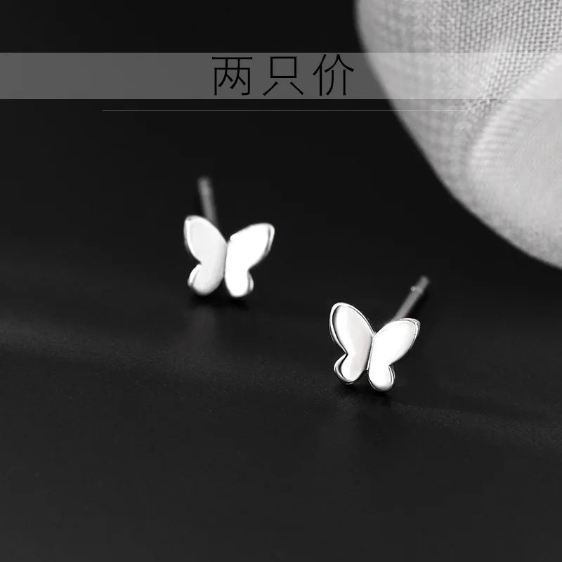 925 Sterling Silver Cute Mini Butterfly Small Stud Earrings Children Girl Simple Romantic Piercing Jewelry Accessories