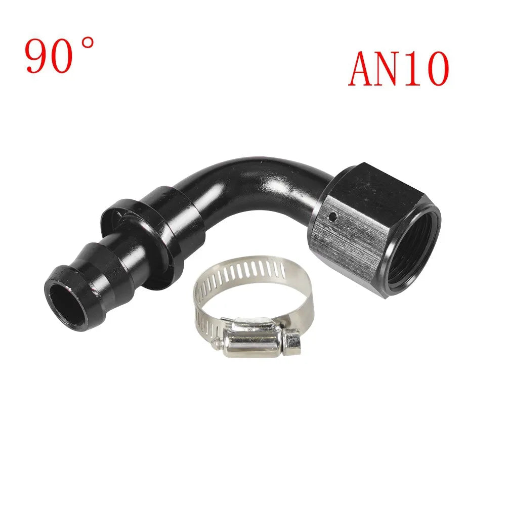 Universal 0 45° 90° 180°Degree AN4 AN6 AN8 AN10 AN12 Oil Fuel Push Lock Hose End Fitting/Adaptor Black