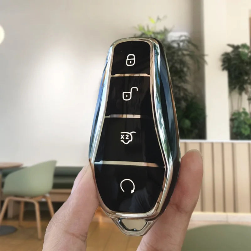 Fashion 4 Buttons TPU Car Key Case For BYD Atto 3 Han EV Dolphin Remote Control Protect Cover Keychain Auto Accessories