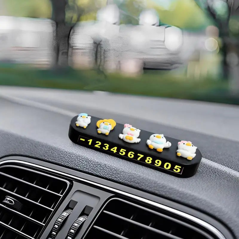 Car Number Plate Cartoon Little Duck Temporary Parking For Auto Interior Decoration Vehicle Accessories