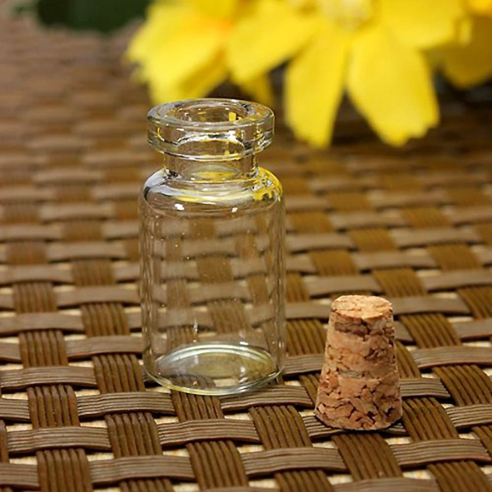 10PCS Mini Medicine Bottle Transparent with Transparent Cork Glass Wishing Bottle Drift Bottle
