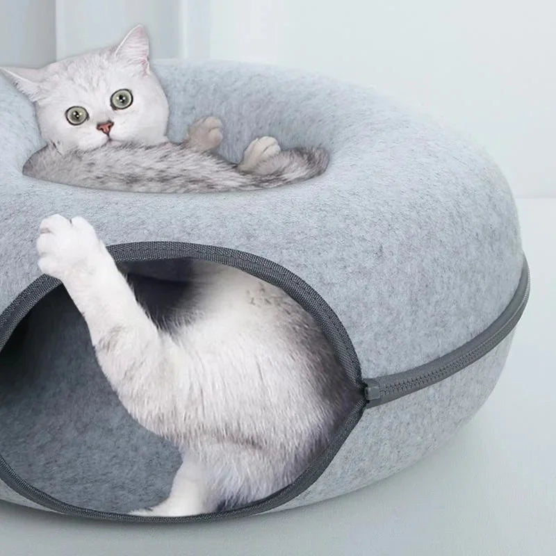 Donut Cat Bed Pet Cat Tunnel Interactive Game Toy Cat Bed Dual-use Indoor Toy Kitten Sports Equipment Cat Training Toy Cat House