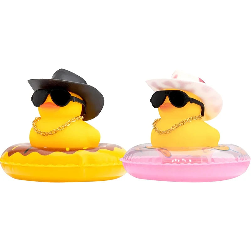 2 Set Car Duck Mini Car Dashboard Yellow Rubber Duckies Toy Jeep Duck Party Favor Car Decoration Table Ornament Car Accessory