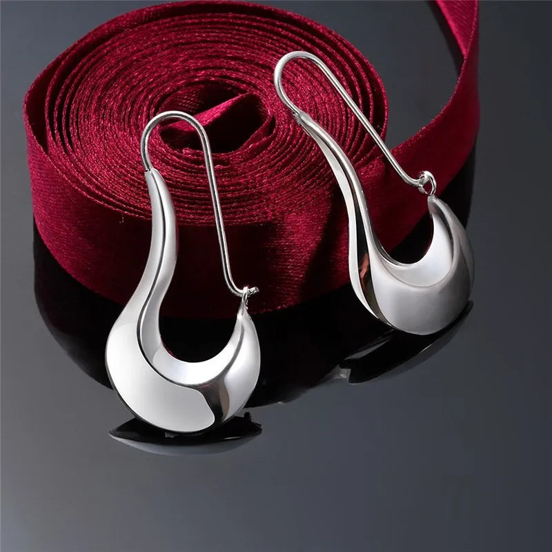 925 Sterling Silver Classic Shoe Drop Earrings Charm Women Jewelry Fashion Wedding Engagement Party Gift