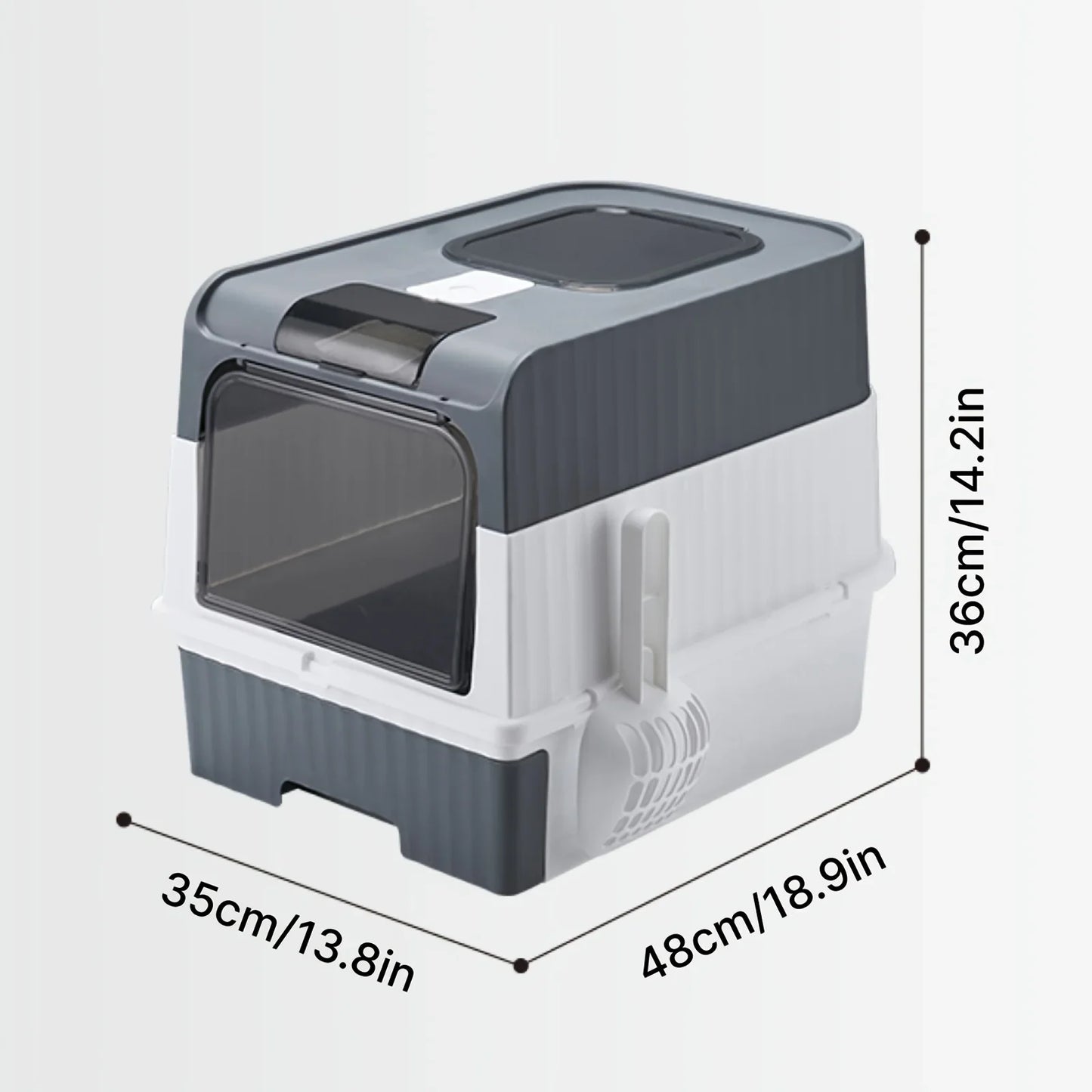 Cat Toilet Fully Enclosed Drawer Style Easy To Clean Portable Cat Manure Box with Splash Guard and Spoon on Top for Pet Supplies