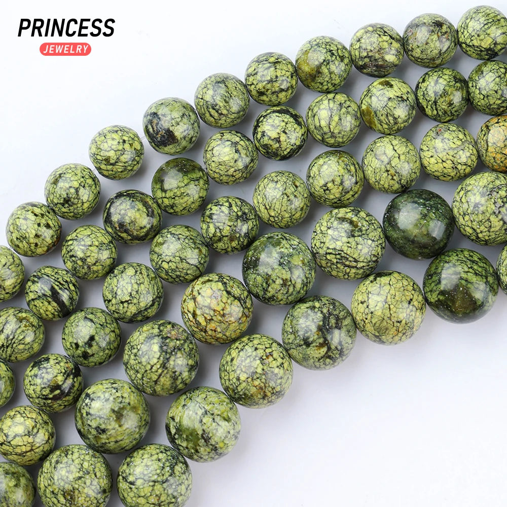 A+++ Natural Russian Serpentine Jade Loose Stone Beads for Jewelry Making Charm Bracelet Necklace DIY Accessories 4 6 8 10 12mm