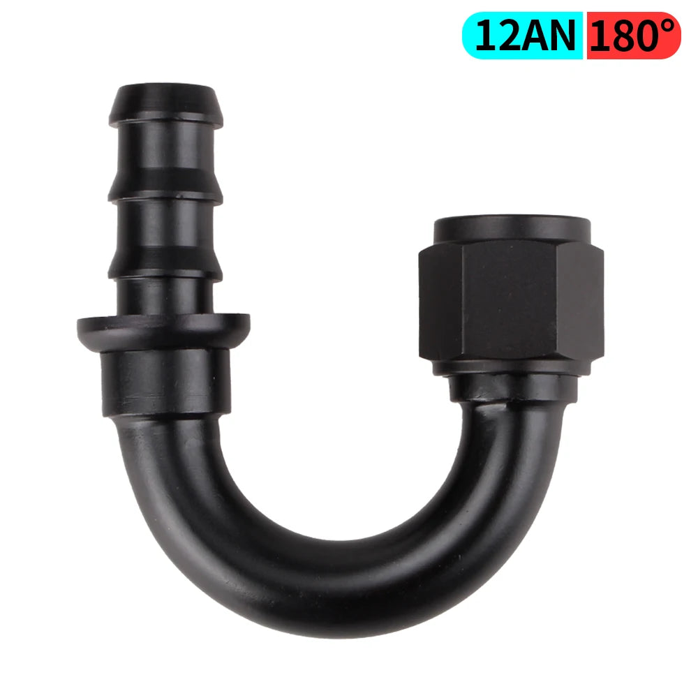 AN4/AN6/AN8/AN10/AN12 Straight 0/45/90/180 Degree Female Swivel to Push Lock Hose End Fitting Oil Fuel Hose End Adaptor Kit