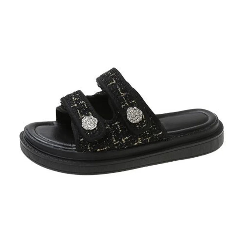 2023 Luxury Woman Sandals Ladies Platform Slippers Designer Slides Outdoor Casual Beach Hook Loop Slippers Non Slip Flip Flops
