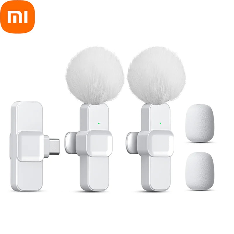 Xiaomi Pink Wireless Lavalier Microphone for iPhone Android PC Live Gaming Phone Portable Audio Video Recording Vlog Microphone