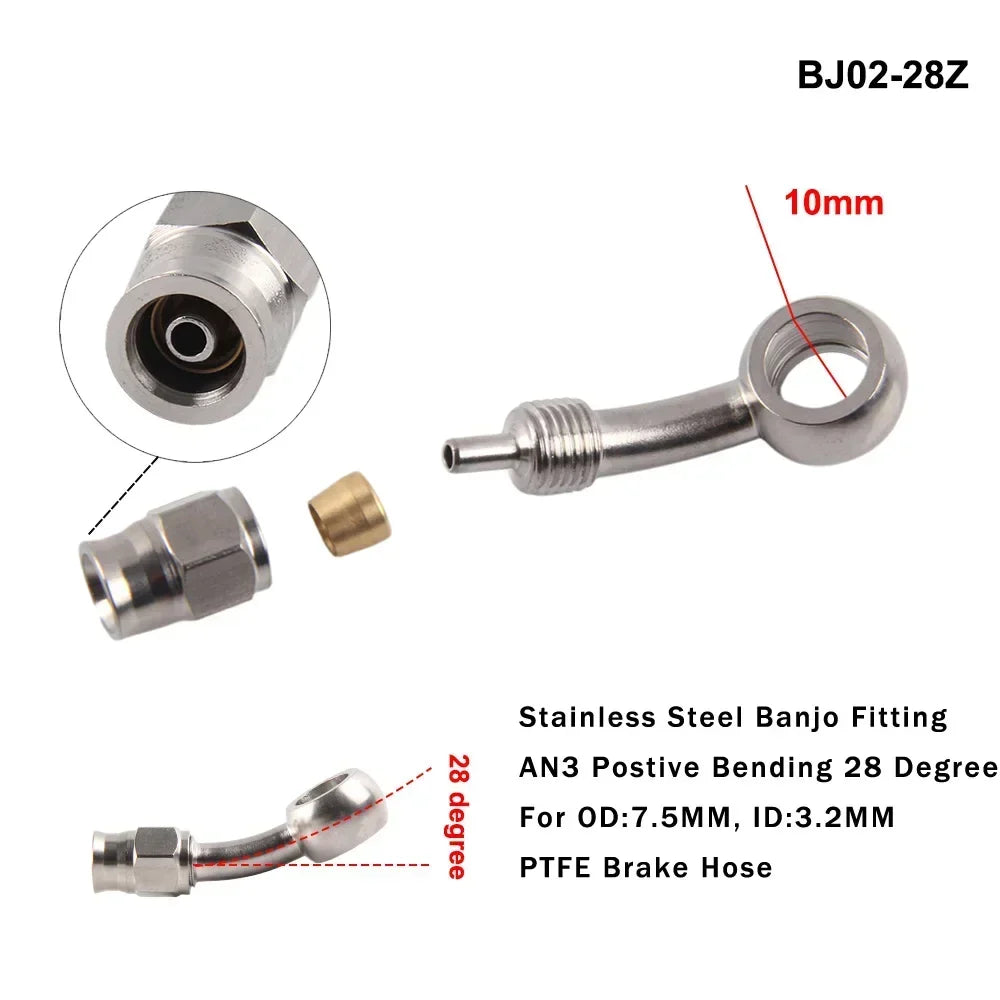1PC Stainless Steel AN3 to AN -3 Straight Brake Swivel Hose End banjo Fitting 3/8-24
