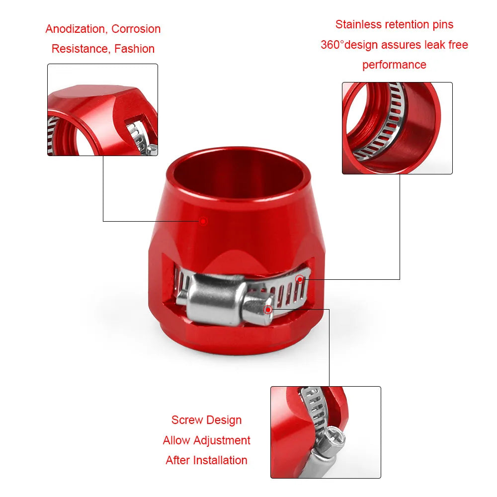 2PCS/LOT Hose Clamp AN4 AN6 AN8 AN10 AN12 Fuel Pipe Clip Oil Water Tube Hose Fittings Finisher Clamps Hex Finishers