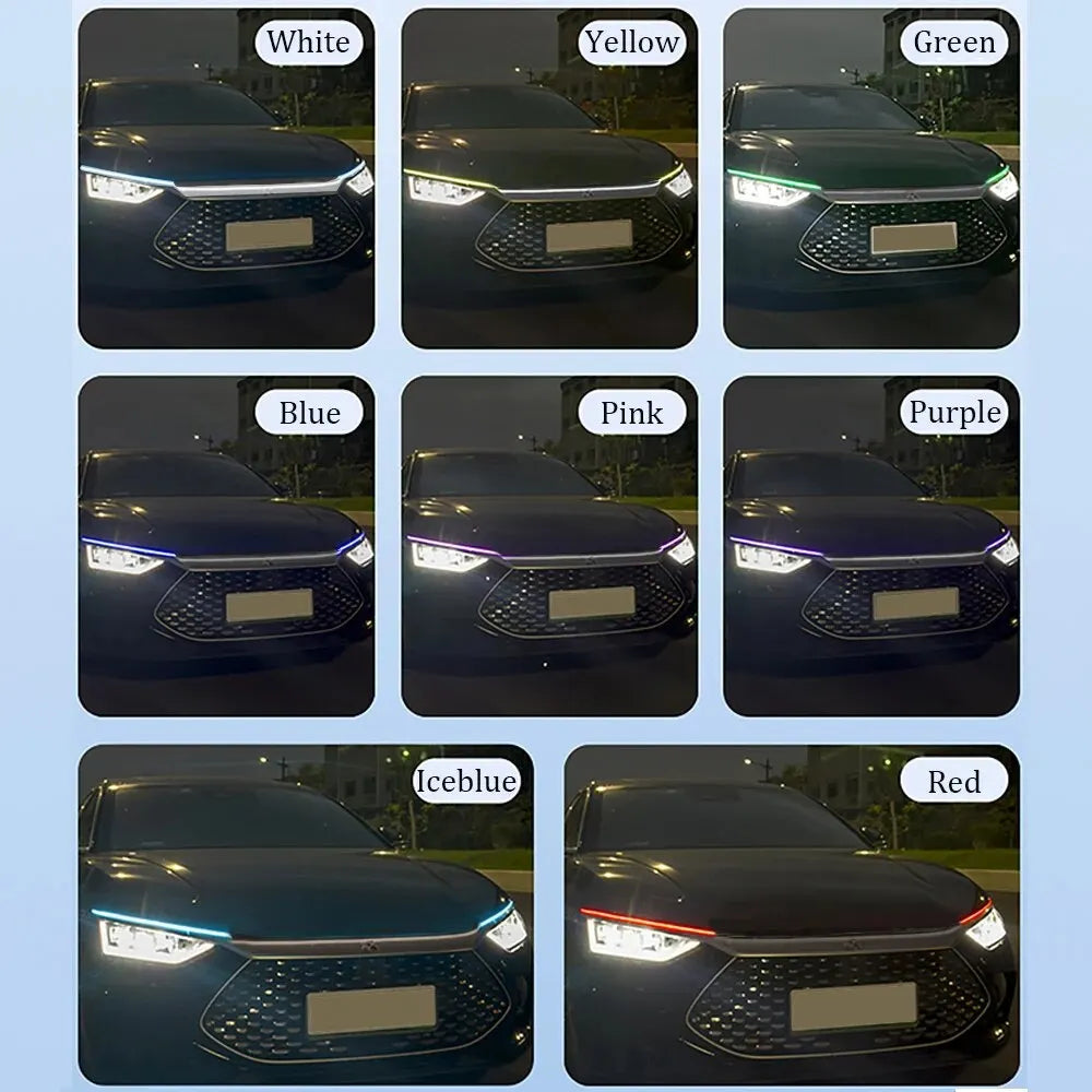 WINDOWS 60CM 2Pcs App RGB Dynamic DRL LED Strip Turn Signal Lamp Colorful Flexible LED Daytime Running Lights For Car Headlight