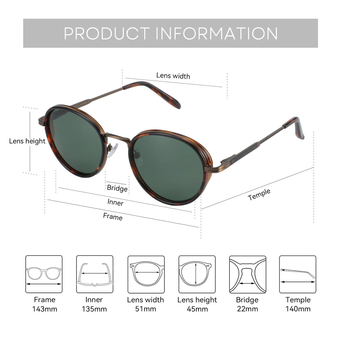 ZENOTTIC 2024 Steampunk Sunglasses Rrtro Round Polarized Fashion Sun Glasses for Women Men Vintage UV400 Circular Shades 430002